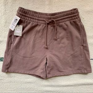 Aritzia TNA CozyAF 5" Boyfriend Sweat Shorts • Stone Taupe • Size M • NWT